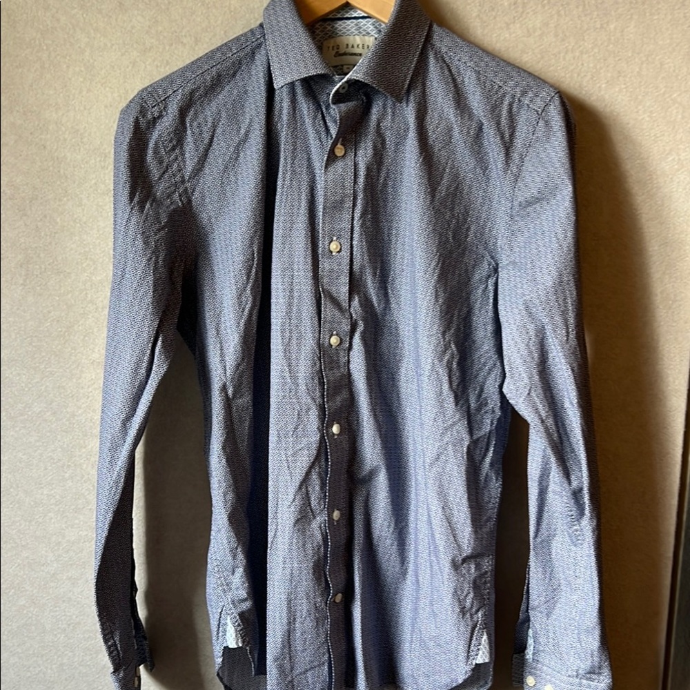 Ted Baker Blue Dress Shirt Elegant Formal Wear